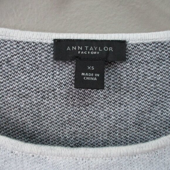 Ann Taylor Factory Gray and White Sweater 3/4 Sleeves - Picture 3 of 5